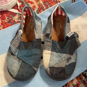 Plaid Velcro TOMS Slip Ons
